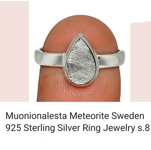GENUINE METEORITE FROM SWEDEN RING .925 Sterling Silver 8 ARTISAN CRAFTED - Picture 5 of 6